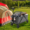 Collapsible Folding Wagon Cart with Adjustable Handlebar-Gray - Gallery View 1 of 10