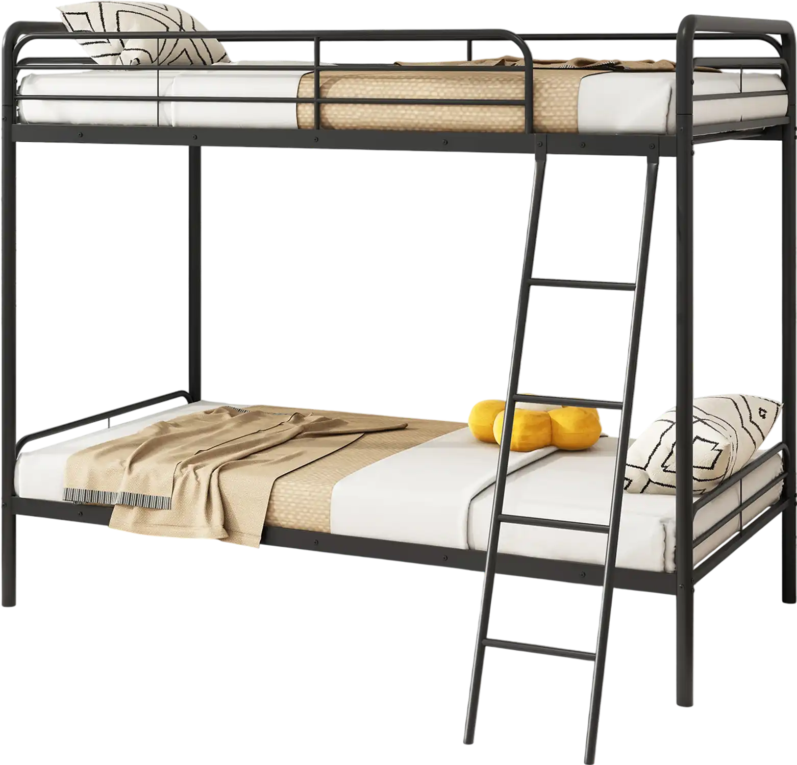 Costway Heavy Duty Metal Bunk Bed with Ladder Safety Guardrails Black 61234759 New
