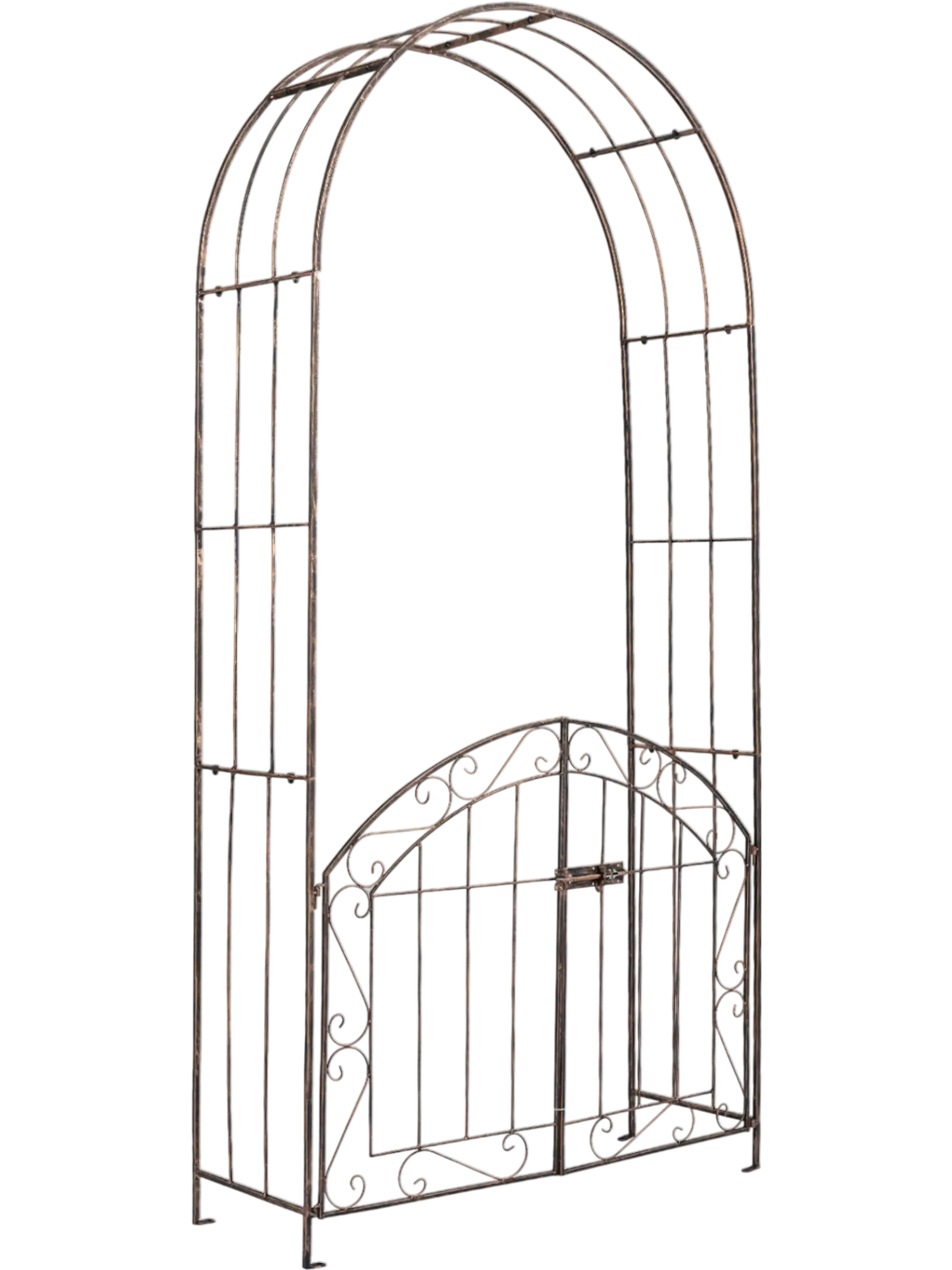 Costway Heavy-Duty Metal Garden Arch with Gate Safety Latch 80994719 New