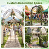 Heavy-duty bronze metal garden arch with gate, perfect for weddings and outdoor events, featuring a classic design and.
