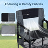 Close-up of the heavy-duty outdoor camping chair showcasing wear-resistant fabric and breathable mesh for comfort.