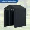 Heavy-duty portable storage shed with roll-up zipper door, measuring 3x5x5 ft, ideal for outdoor storage in various.