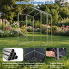 Heavy-duty portable storage shed frame with galvanized metal tubes and reinforced beams for outdoor use and stability.