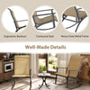 Heavy-duty rocking bistro chairs with ergonomic backrest and wood-plastic tabletop, perfect for backyard relaxation.