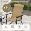 Single heavy-duty rocking chair with breathable fabric, high backrest, and sturdy metal frame for outdoor relaxation.