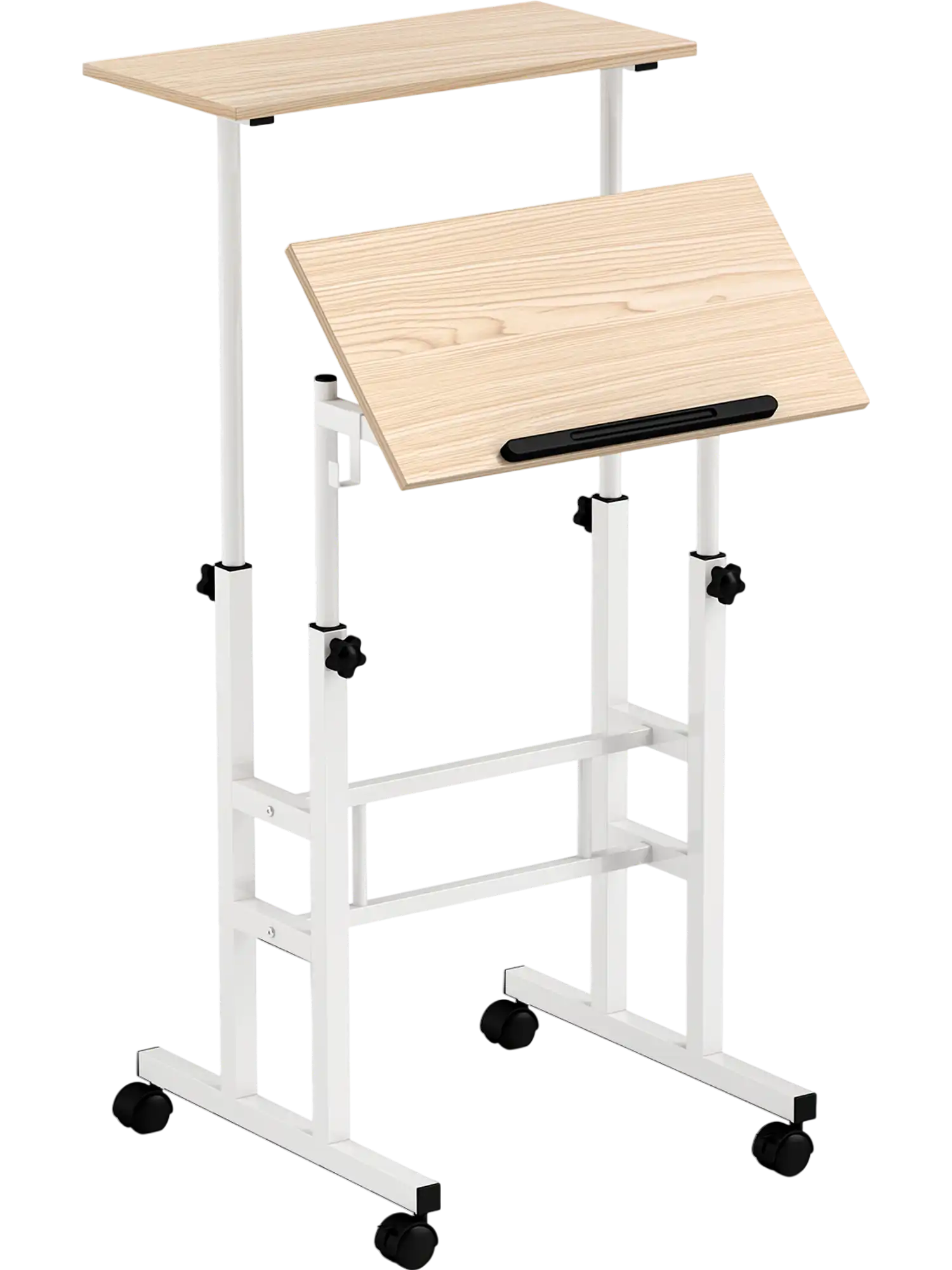 Costway Height Adjustable Mobile Standing Desk Rolling Wheels Office Home 80465397 New