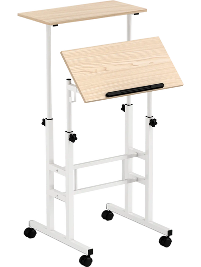 Costway Height Adjustable Mobile Standing Desk Rolling Wheels Office Home 80465397 New