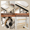 Height-adjustable mobile standing desk with spacious tabletop, anti-falling stopper, and 2 handy hooks for versatile.