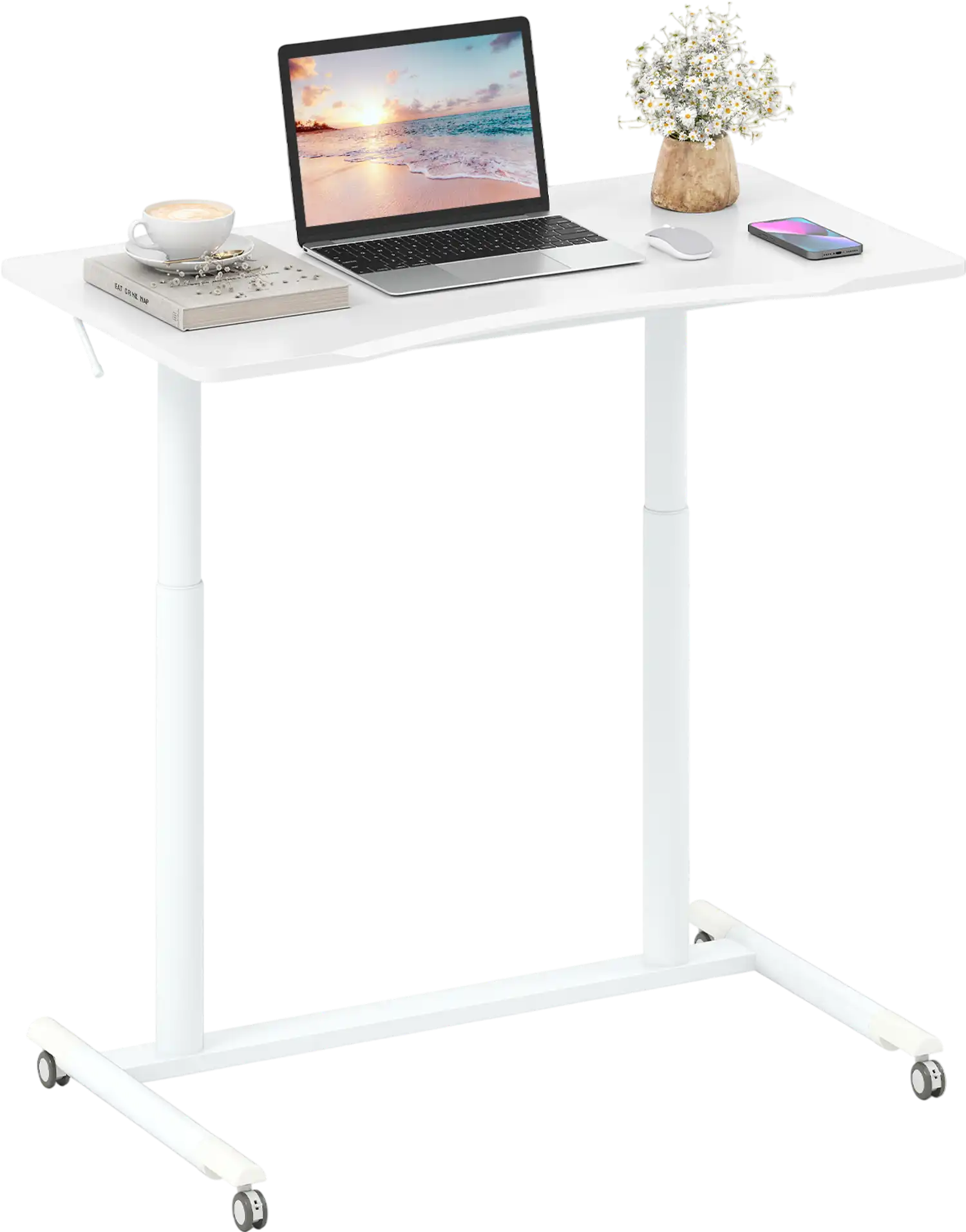 Costway Height Adjustable Sit-Stand Rolling Computer Desk 59764203 New