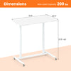 Height adjustable rolling table with dimensions 37.5" x 20.5", max load capacity 200 lbs, ideal for versatile use.