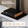Height adjustable TV stand with AV shelf, suitable for 32-70 inch TVs, featuring cable management and non-slip foot.