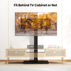 Height adjustable floor TV stand for 32-70 inch TVs with AV shelf, designed to fit behind TV cabinets for versatile.