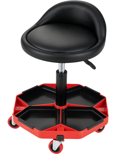 Costway Height Adjustable Mechanic Garage Seat Stool with Backrest PU Leather Cushion 20938998 New