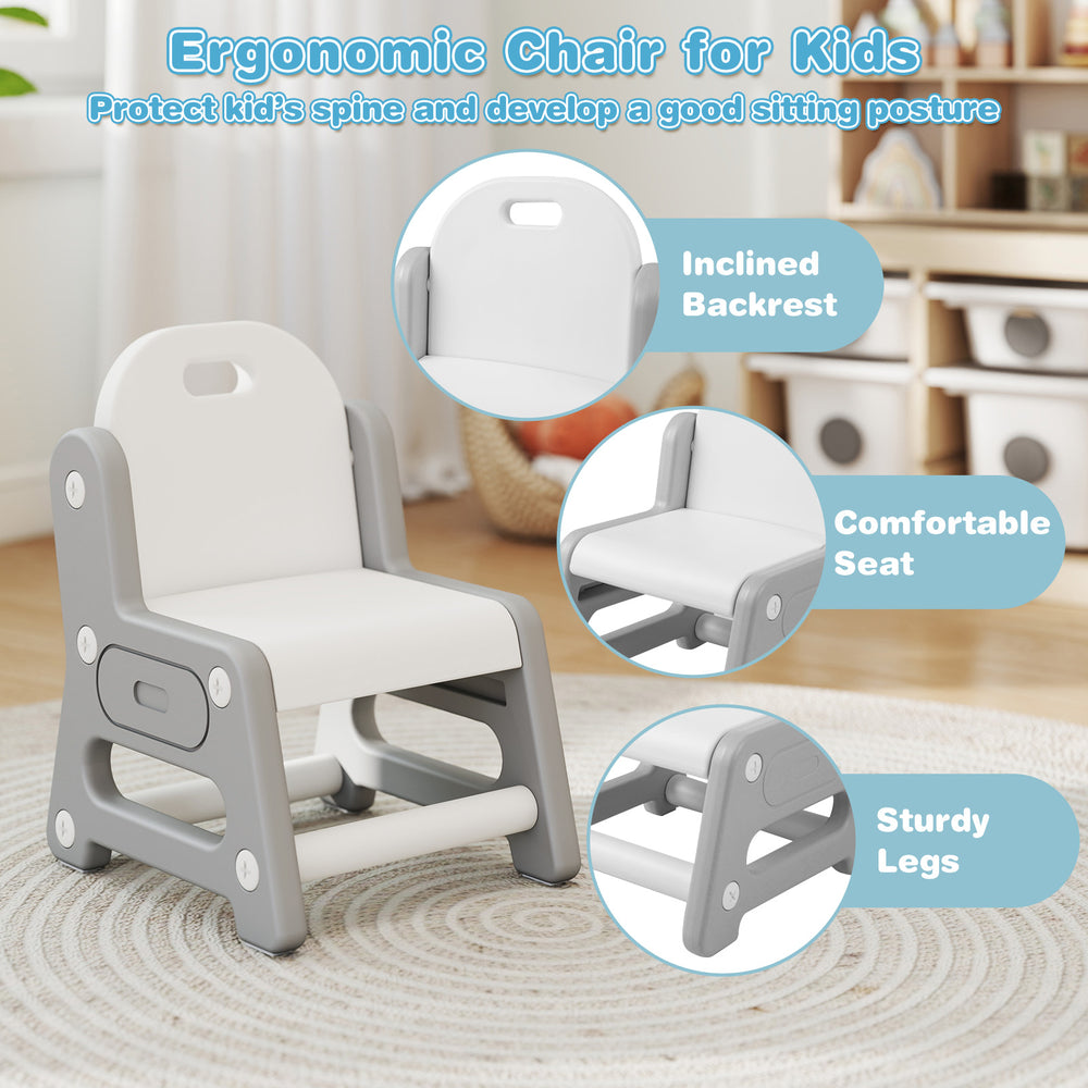 Kids ergonomic chair with reclining backrest, sturdy legs, and comfortable seat, perfect for playroom or study.