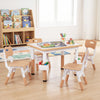 Height Adjustable  Kids Table and 4 Chairs Set with Graffiti Desktop and 2 Storage Baskets-Natrual - Gallery View 1 of 11