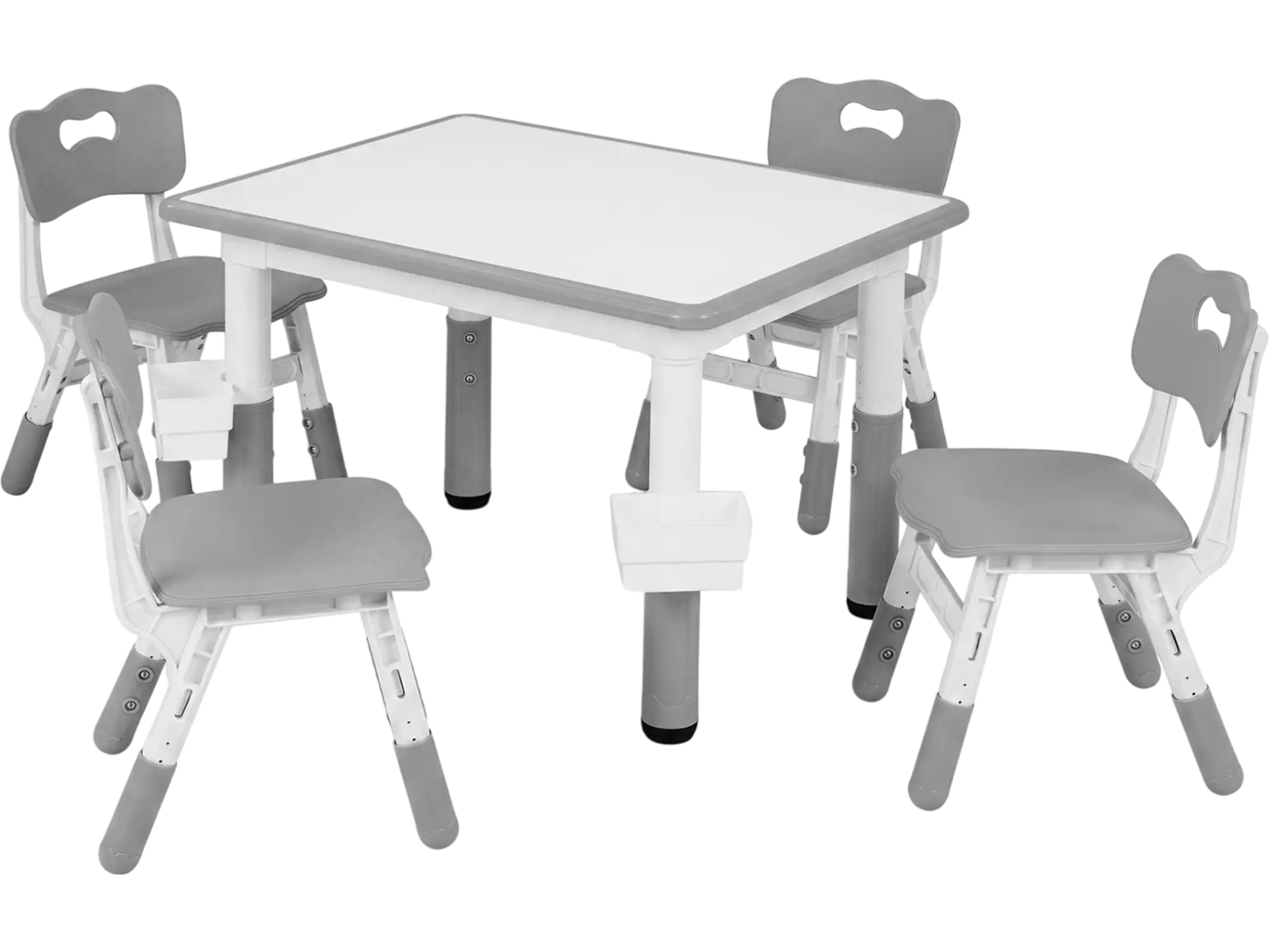 Costway Height Adjustable Kids Table & 4 Chairs Set Graffiti Desktop 2 Storage Baskets 92744453 New
