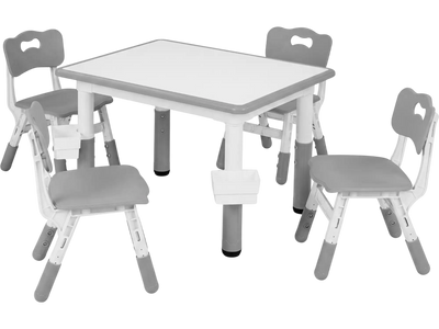 Costway Height Adjustable Kids Table & 4 Chairs Set Graffiti Desktop 2 Storage Baskets 92744453 New