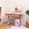 Height-Adjustable Kids Desk with Tilt Desktop and Book Stand-Pink - Gallery View 1 of 10