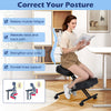 Height adjustable kneeling chair in use, promoting posture correction and core strength with thick padded cushions.