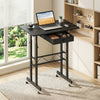 Height Adjustable Laptop Desk with Fabric Drawer Tablet Holder and Lockable Wheels-Black - Gallery View 1 of 11