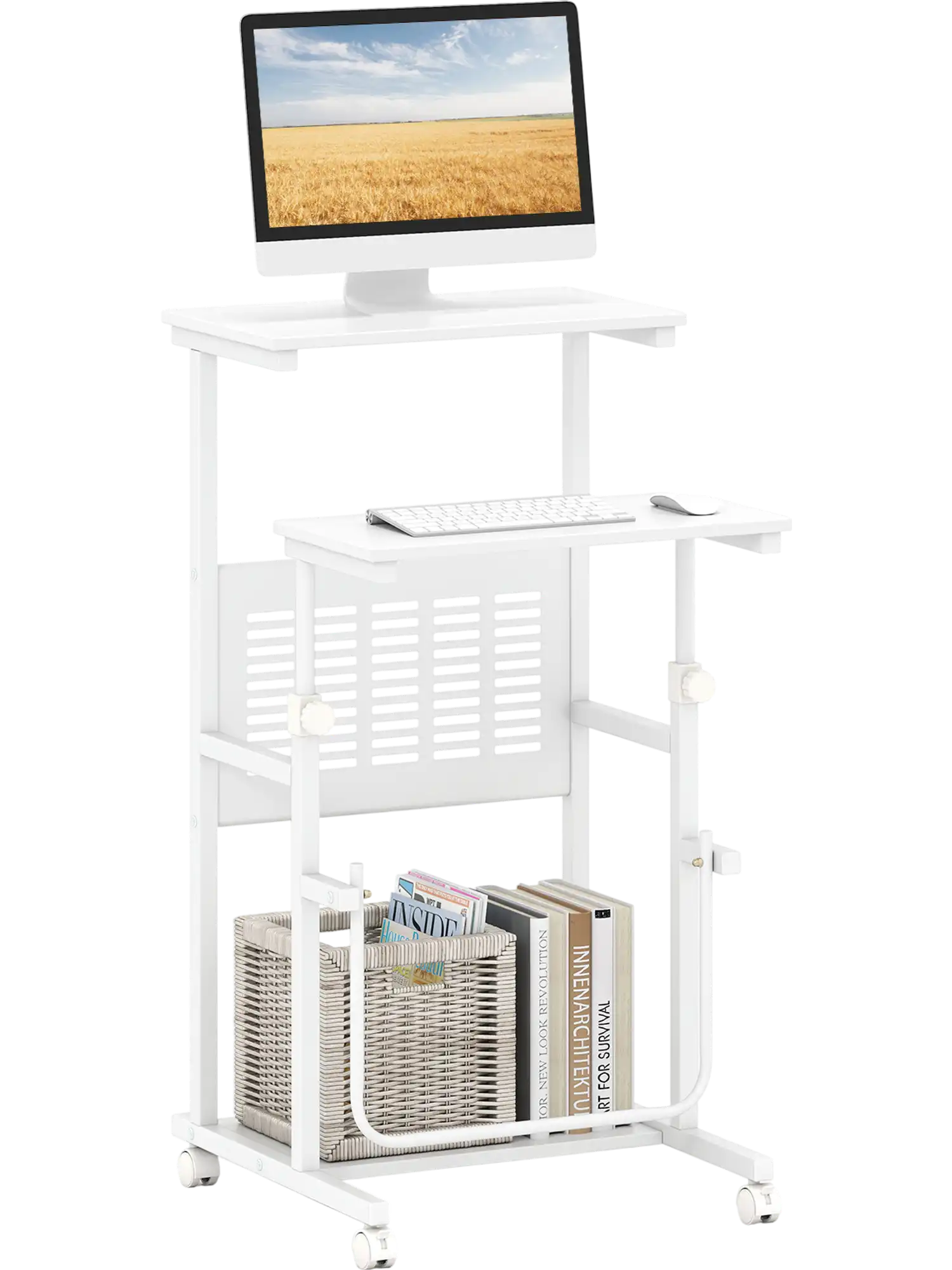 Costway Height Adjustable Mobile Stand-Up Computer Desk 78429501 New