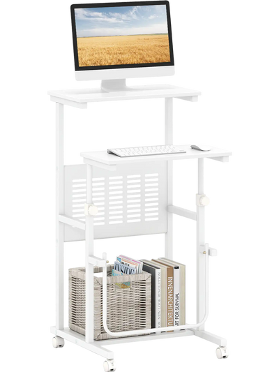 Costway Height Adjustable Mobile Stand-Up Computer Desk 78429501 New