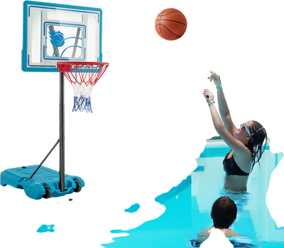 Costway Adjustable Pool Basketball Hoop 3.8-4.4' Blue 56713892 New