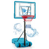 Height adjustable blue pool basketball hoop with sturdy backboard and rim, perfect for kids and adults, ideal for.