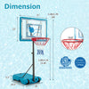 Height adjustable pool basketball hoop with sturdy backboard and rim, perfect for kids and adults, ideal for outdoor.