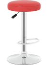 Height-adjustable red bar stool with 360° swivel, soft PU leather, and a sturdy metal frame for kitchen and dining use.