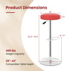 Height-adjustable red bar stool with 360° swivel, soft PU leather, and a sturdy base, perfect for kitchens and dining areas.