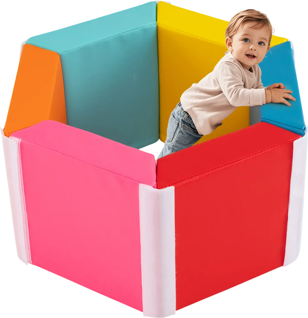 Colorful hexagon kids ball pit foam climbing mat with detachable covers, ideal for playrooms and safe exercise.