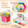 Hexagon kids ball pit foam climbing exercise mat in multicolor, featuring crawl tunnel and detachable PU covers for.