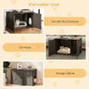 Hidden cat litter box enclosure furniture in oak, serving as a stylish cat house and storage cabinet for versatile use.
