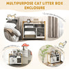 Hidden cat washroom with double doors, white finish, storage cabinet, and anti-toppling device for versatile use.