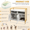 Hidden cat washroom with double doors, marble finish, and scratch cardboard, ideal for litter box and storage.