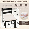 High back dining chair with padded seat in black, featuring faux linen fabric and ergonomic design for comfort.