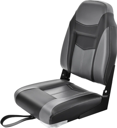 Costway High Back Folding Boat Seat Black Grey Cushion Flexible Hinges 21895764 New