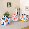 Colorful high-density padding kids' sofa set with armrests, perfect for playrooms and promoting healthy sitting posture.