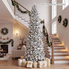 12 ft hinged artificial spruce Christmas tree with 3235 branch tips and 1020 warm white LED lights for festive decor.