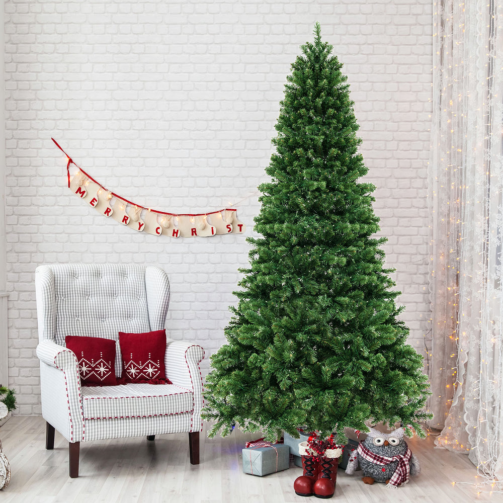 6/7/8 Feet Hinged Christmas Tree with PVC Branch Tips Warm White LED Lights-8 ft - Gallery View 1 of 11