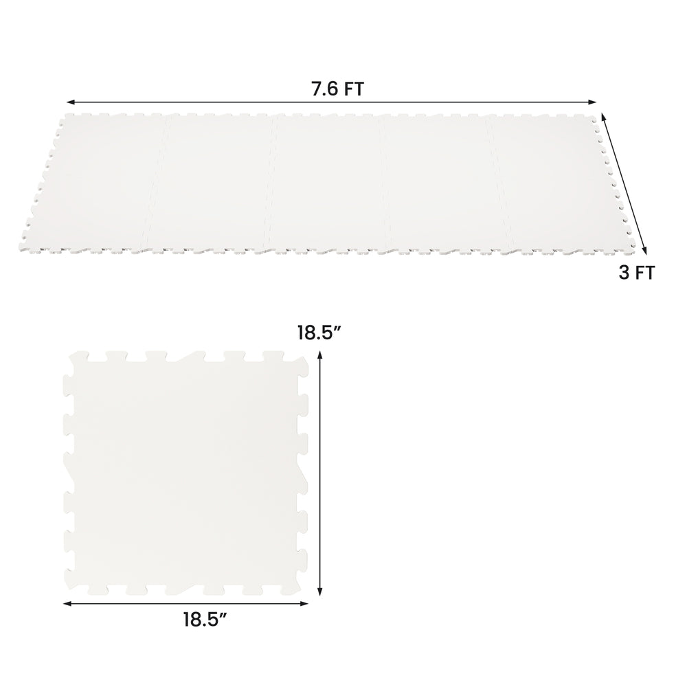 Hockey flooring tiles in white, 7.6 ft x 3 ft, made of UHMW-PE for realistic puck handling and easy assembly.