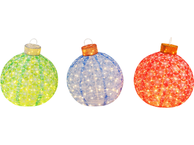Costway 3-Piece Pre-Lit Pop-Up Christmas Ball Set Warm White LED Lights 82934765 New