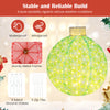 Pre-lit green Christmas ball with snowflake patterns and warm white LED lights, ideal for indoor and outdoor festive.