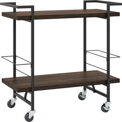 Costway 2-Tier Home Bar Cart Lockable Wheels Heavy-Duty Metal Frame 64513789 New