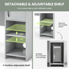 Detachable and adjustable shelf of the gray home office desk, suitable for customizable storage and computer host.