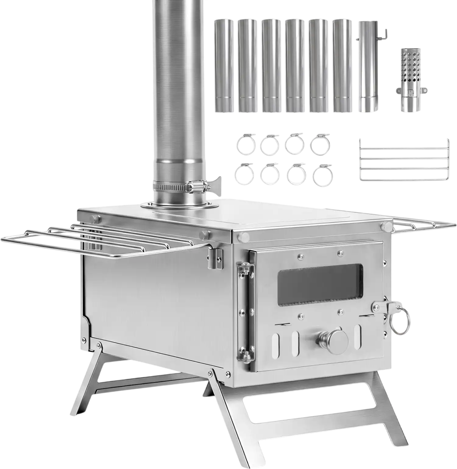 Costway Portable Wood Burning Hot Tent Stove w/ 7 Chimney Pipes Spark Arrestor 35479736 New