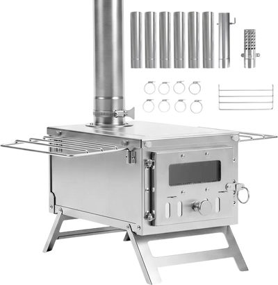 Costway Portable Wood Burning Hot Tent Stove w/ 7 Chimney Pipes Spark Arrestor 35479736 New