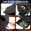 Hot tent stove with chimney pipes, featuring a transparent viewing window and lockable door for safe outdoor heating.