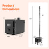 Hot Tent Stove with Ash Tray features a black metal design, adjustable chimney, and compact dimensions for outdoor use.